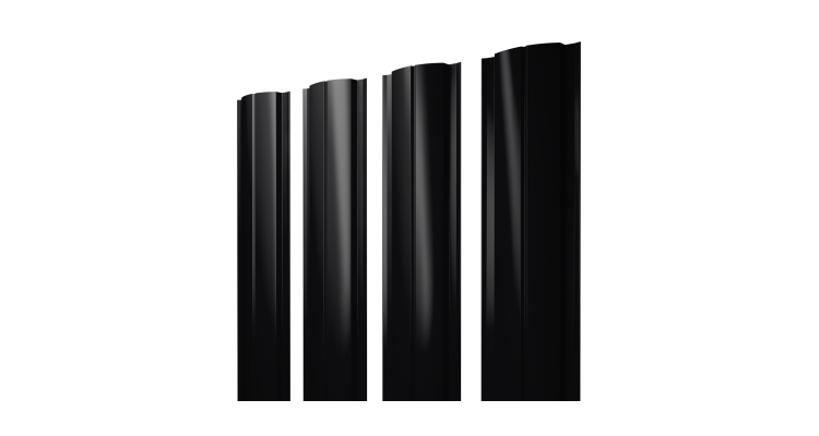 Штакетник Полукруглый Slim с прямым резом 0.45 Drap-double TX RAL 9005 черный